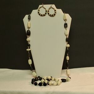 Boho Inspired Black and White Beaded Jewelry Set